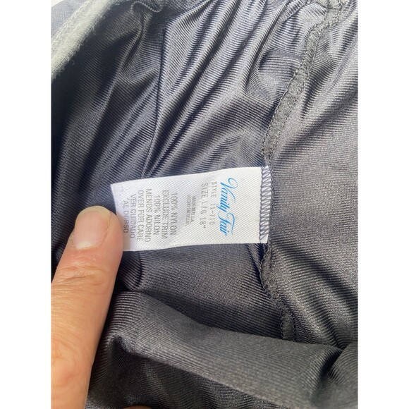 Vintage Vanity Fair Satin Mini Skirt Half Slip Women Large Black Nylon Lace Trim - Picture 8 of 11